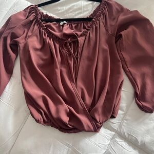 Forever 21 Red Ruched Tie Front Blouse